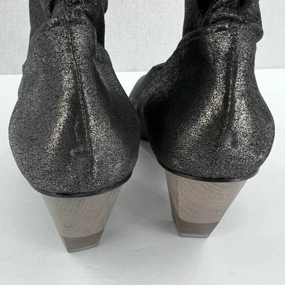 COCLICO Shoes Womens 37 Gray Metallic Juno Boot Stretch Anthracite Scrunch - Picture 4 of 12